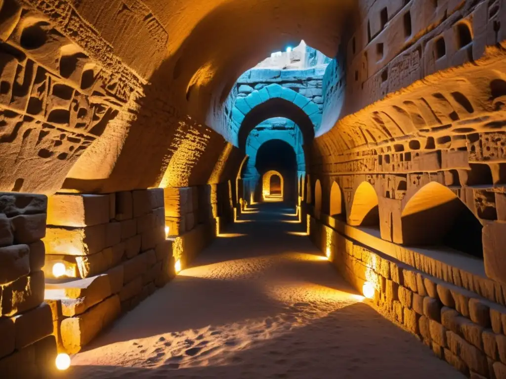 Explora la ingeniería antigua en la ciudad subterránea de Derinkuyu, con túneles iluminados por linternas que revelan su misteriosa belleza