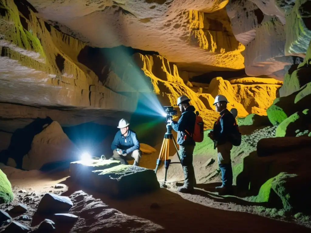 Exploración arqueológica: descubriendo la historia oculta Aplicación de tecnología LiDAR subterráneo: Arqueólogos exploran antigua cueva, revelando secretos ocultos en la oscuridad