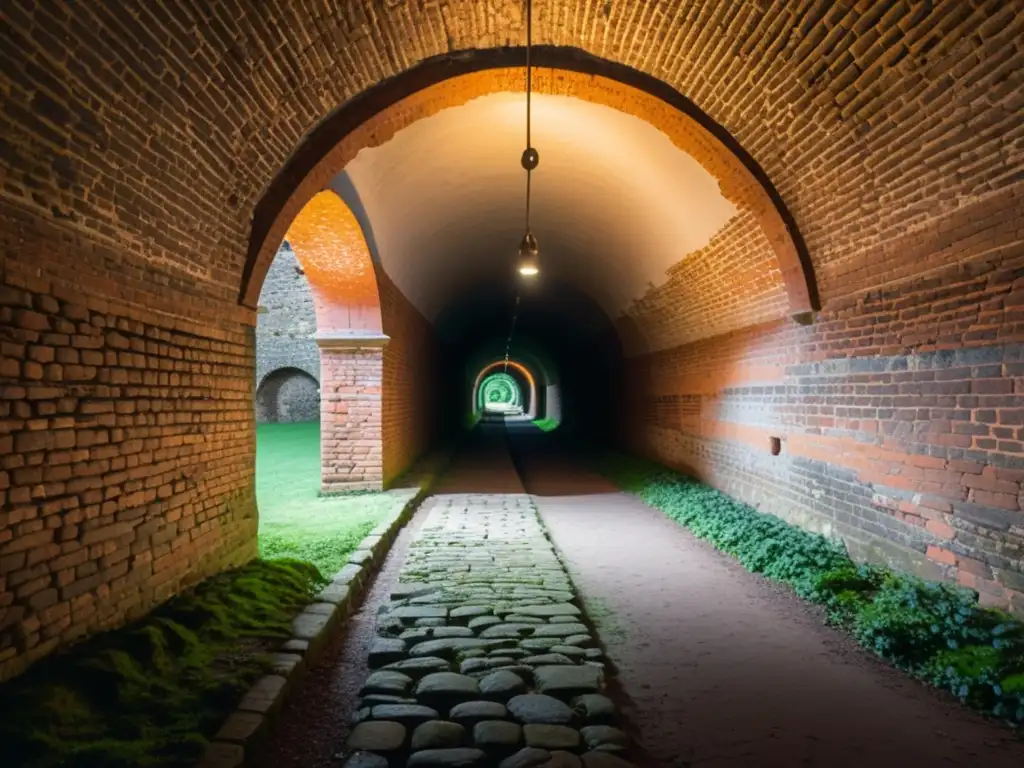 Explorando la belleza atemporal de un túnel histórico iluminado con luz cálida