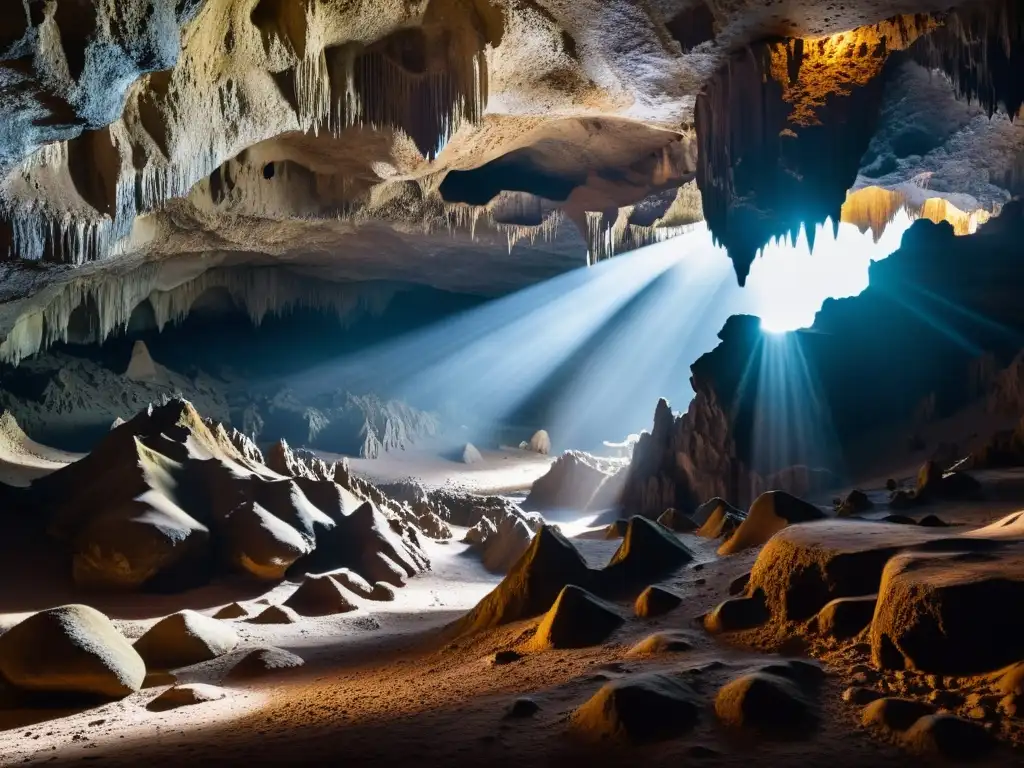 Explora la belleza misteriosa de las formaciones de cavernas naturales geología profunda en esta cautivadora imagen subterránea