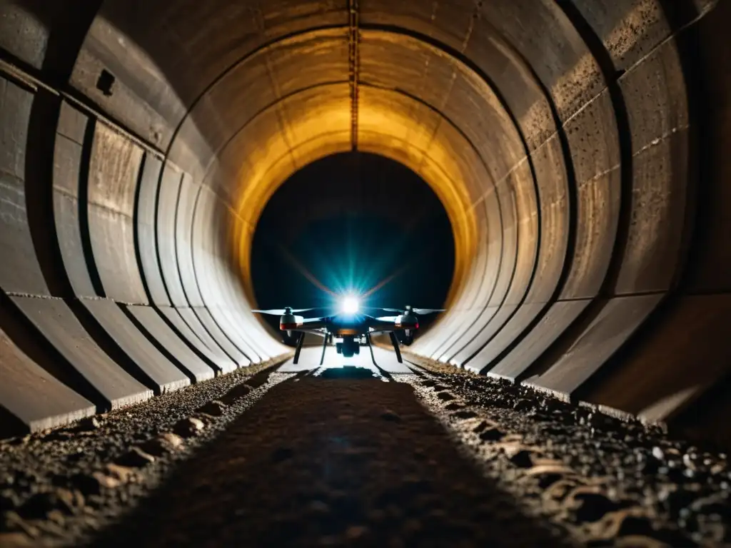 Innovación en captura de imágenes subterráneas: Un dron ilumina un túnel oscuro, revelando su belleza subterránea