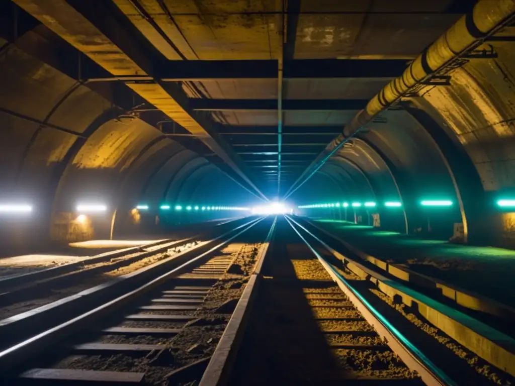 Complejo militar subterráneo Corsham: Red de túneles y cámaras iluminadas por luces fluorescentes en una atmósfera misteriosa y de intrigante abandono