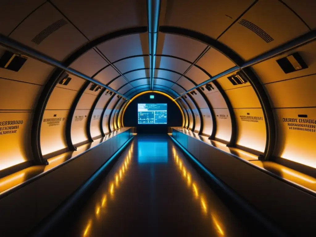 Centro de Comando Subterráneo de Alta Tecnología en Cheyenne Mountain Complejo subterráneo de alta tecnología en la montaña Cheyenne, con personal militar y centros de mando estratégico