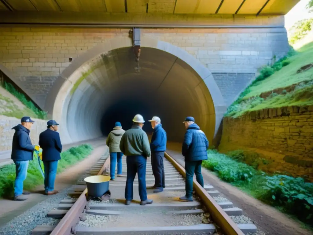 Comunidad unida conservando túnel histórico, reflejando colaboración y dedicación en la preservación