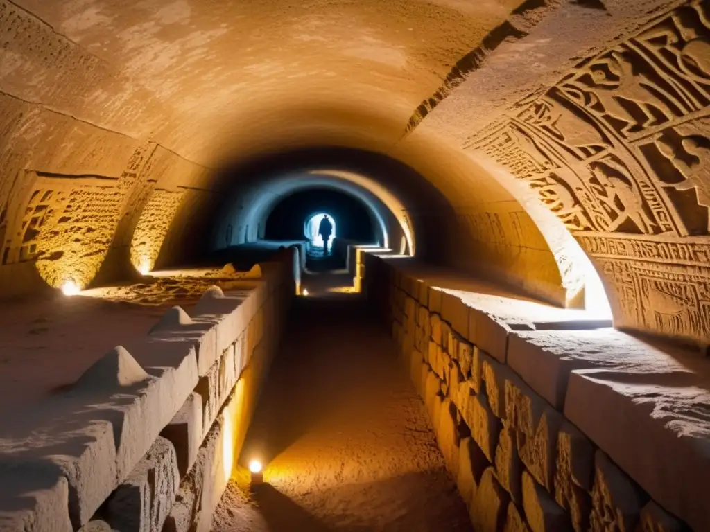 Descubrimientos arqueológicos en túneles históricos: equipo de arqueólogos examina antiguas inscripciones en misterioso túnel iluminado