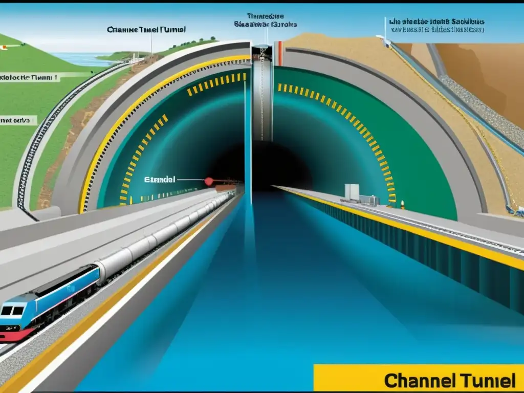 Detallada ilustración de la construcción del túnel del Canal de la Mancha, revelando sus secretos y desafíos de ingeniería