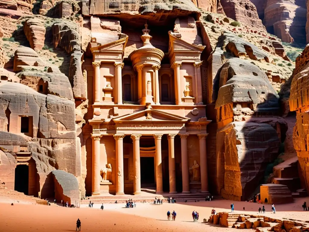 Detallada imagen de la arquitectura subterránea de la Ciudad Escondida de Petra, revelando su intrincada belleza y misterio