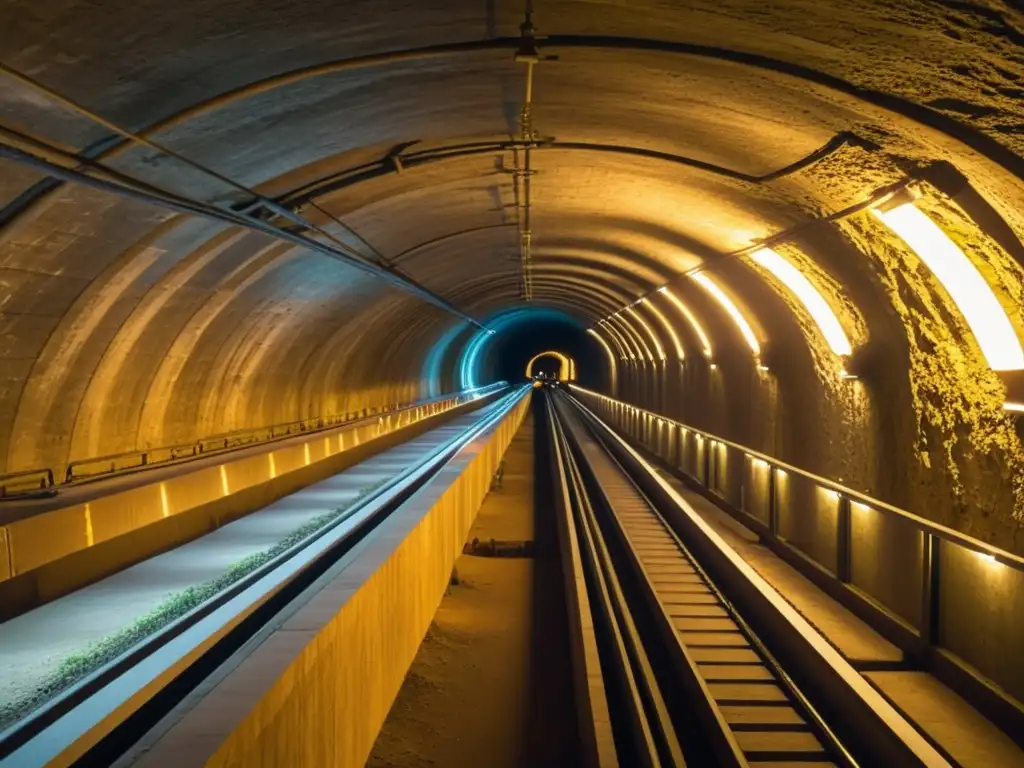 Detalle arquitectónico de túnel histórico, conservación y trabajo de ingeniería, legislación y mantenimiento