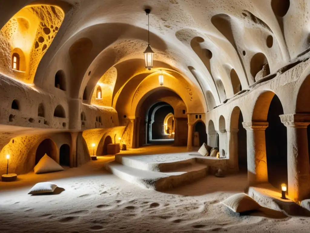 Detalle de construcción de estructuras subterráneas históricas en Cappadocia, Turquía