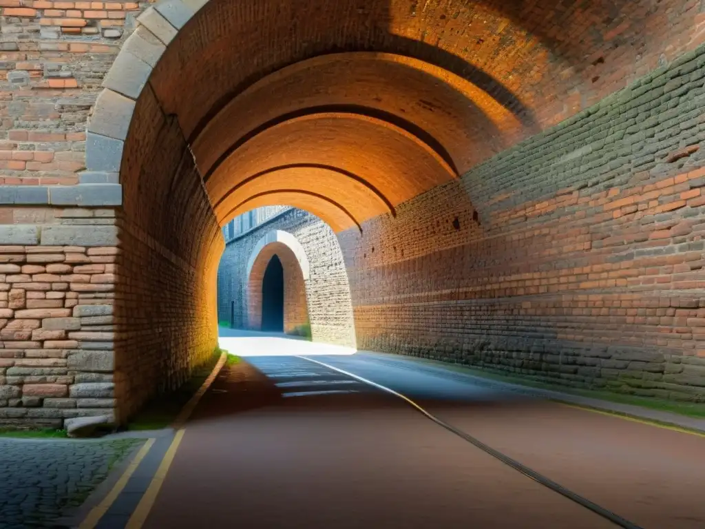 Detalle fascinante de un antiguo túnel histórico, evocando la conservación y exploración de túneles históricos