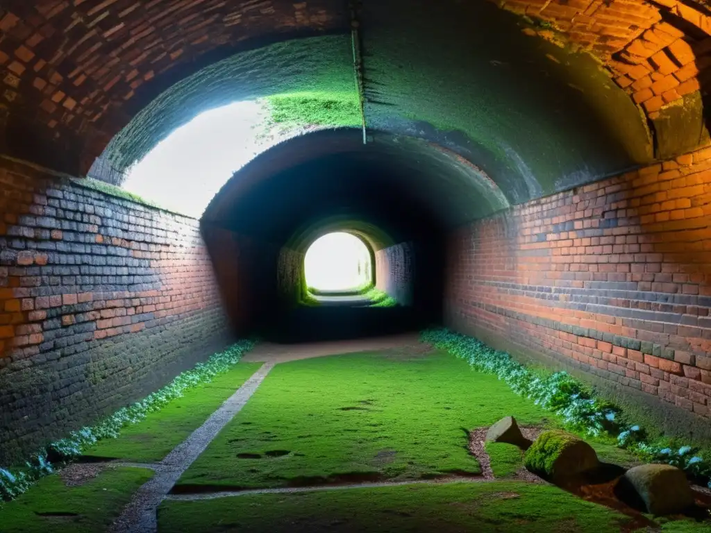 Explora la enigmática belleza de un túnel subterráneo cubierto de musgo