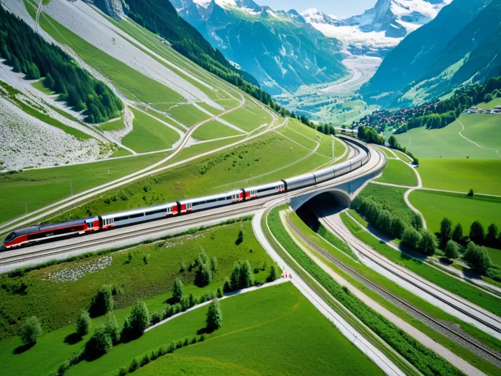 Entrada del túnel Gotthard Base en los Alpes suizos, mostrando la importancia de los túneles en la historia del transporte