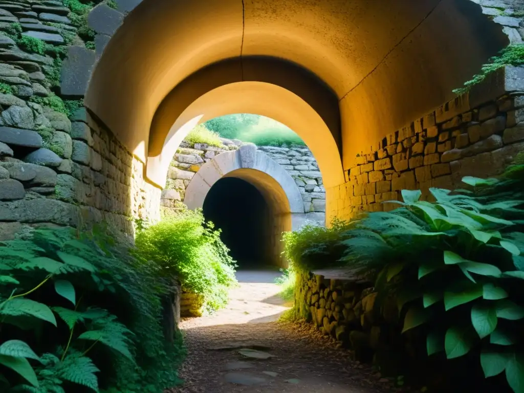 Entrada de túnel antiguo rodeada de vegetación exuberante, evocando la conservación de túneles históricos