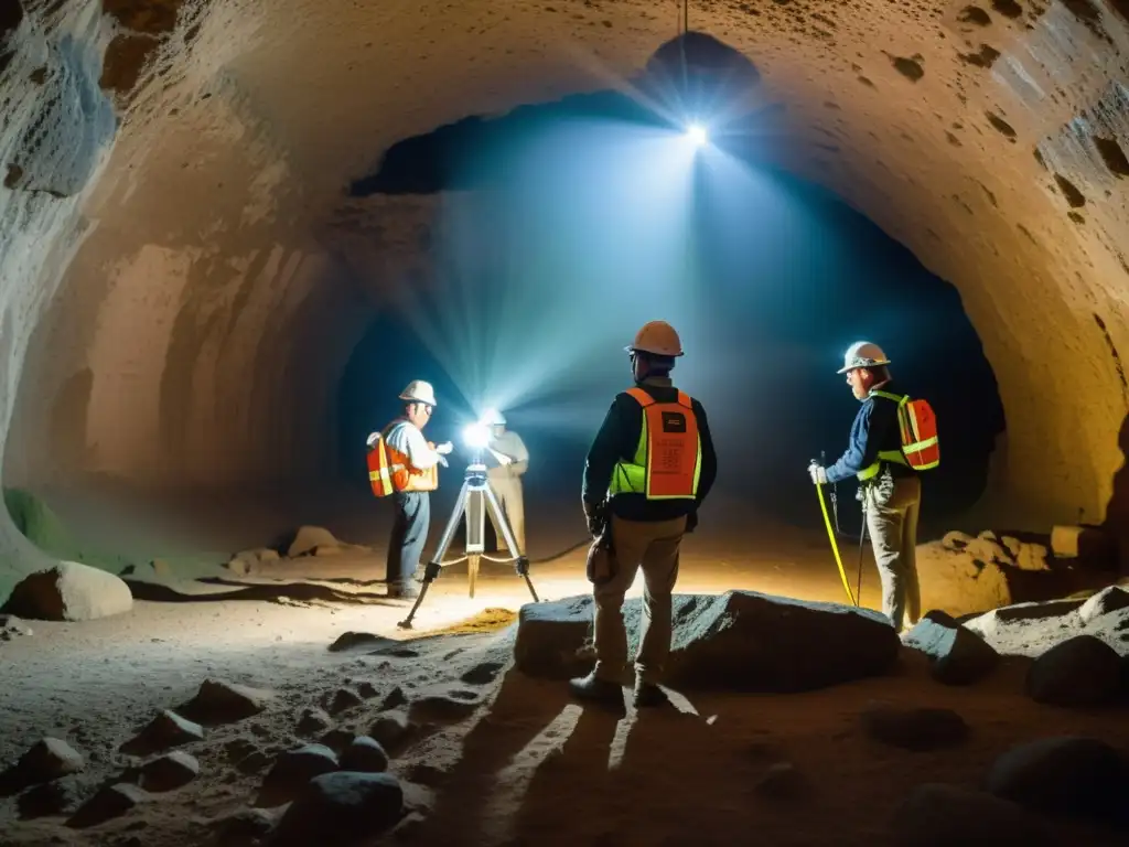 Exploración arqueológica con LiDAR revela misterios subterráneos Equipo de arqueólogos usando tecnología LiDAR para descubrir estructuras subterráneas