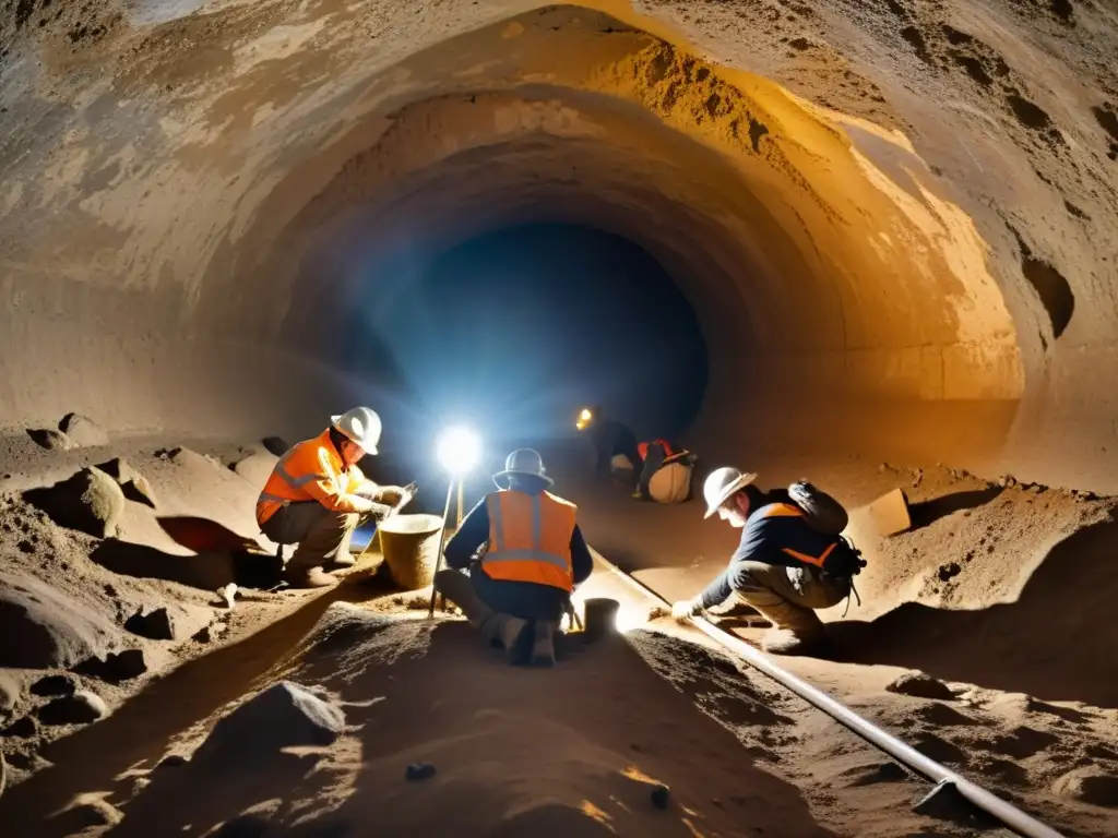 Un equipo de arqueólogos explora un túnel histórico, desenterrando artefactos antiguos