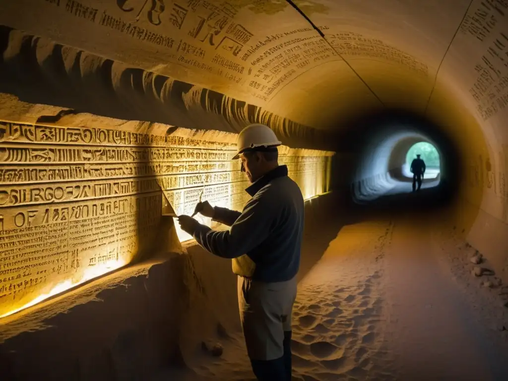 Un equipo de conservacionistas restaura inscripciones y pinturas en un túnel histórico