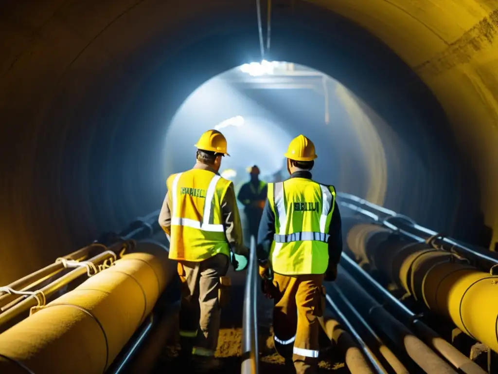 Equipo de construcción en túnel, manejo sostenible del agua