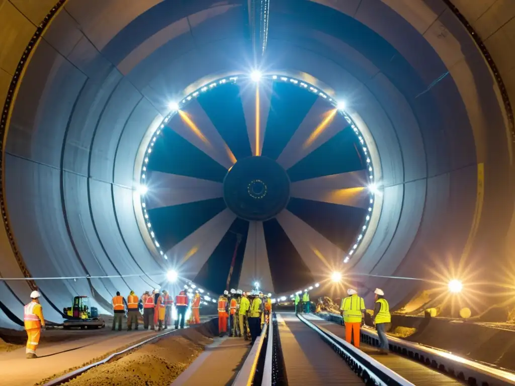 Equipo de construcción de túneles desafiando la tierra con una tuneladora de 15 metros de diámetro