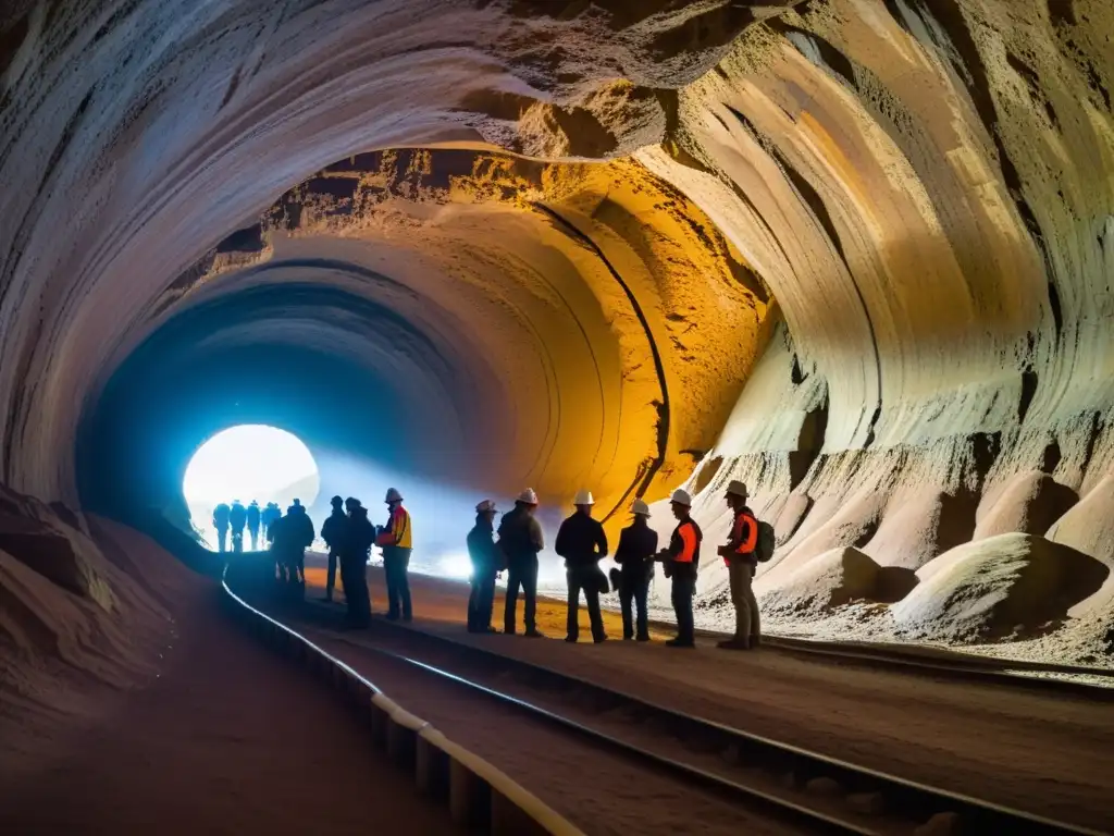 Equipo de expertos investiga capas geológicas en túnel histórico, creando estrategias para Invertir en exploración de túneles históricos