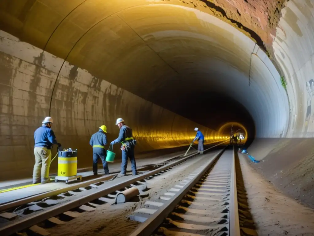 Un equipo de expertos en restauración trabaja meticulosamente para preservar un túnel histórico, protegiéndolo del vandalismo