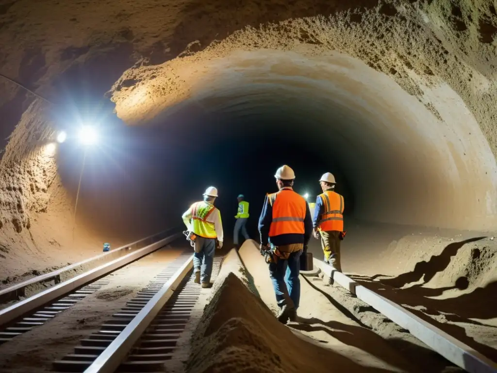 Un equipo de ingenieros y arqueólogos excava un túnel histórico con meticulosidad, documentando cada capa de construcción