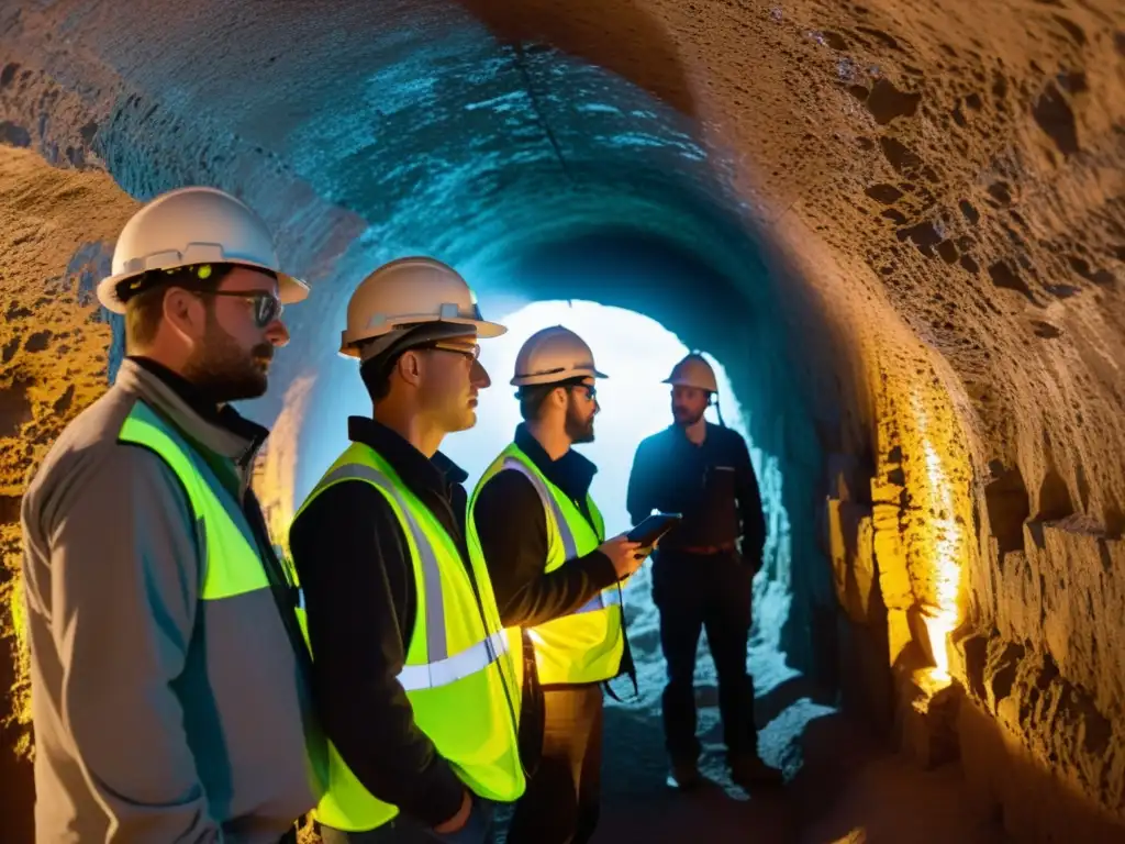 Un equipo de ingenieros y topógrafos utiliza herramientas de mapeo 3D para explorar túneles subterráneos