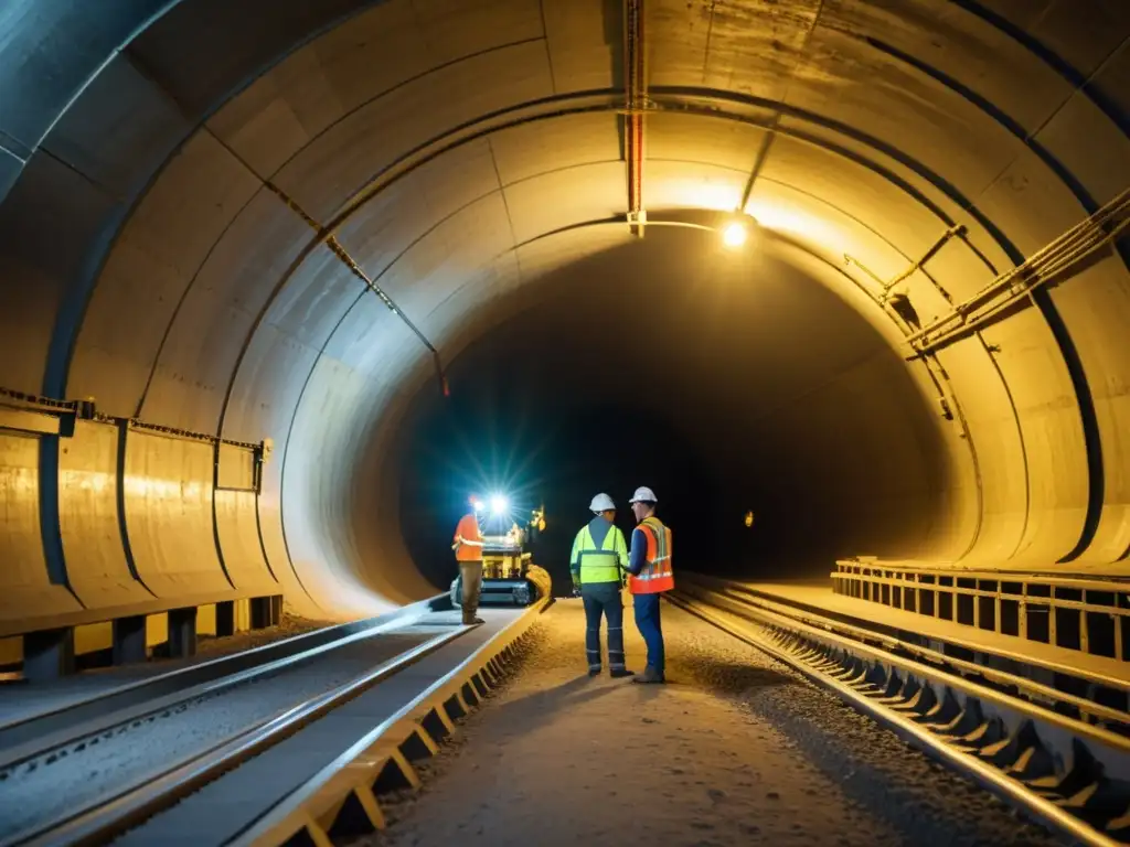 Equipo de ingenieros y técnicos trabajando con robótica para conservar túnel histórico