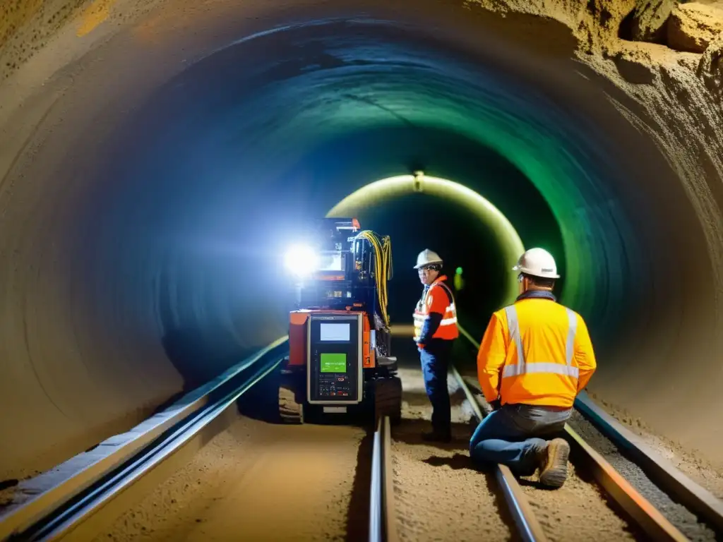 Un equipo de ingenieros y geólogos utiliza tecnología avanzada para transferir imágenes subterráneas en un túnel