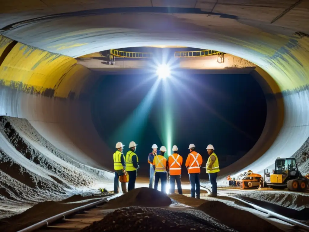 Un equipo de ingenieros y trabajadores usando equipos avanzados para el tratamiento de patologías en estructuras subterráneas