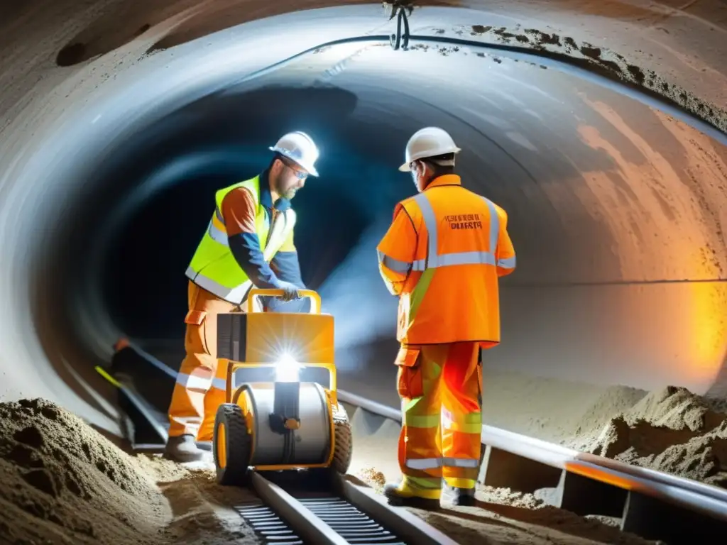 Un equipo de trabajadores utilizando maquinaria eléctrica avanzada para excavar un túnel con precisión y eficiencia