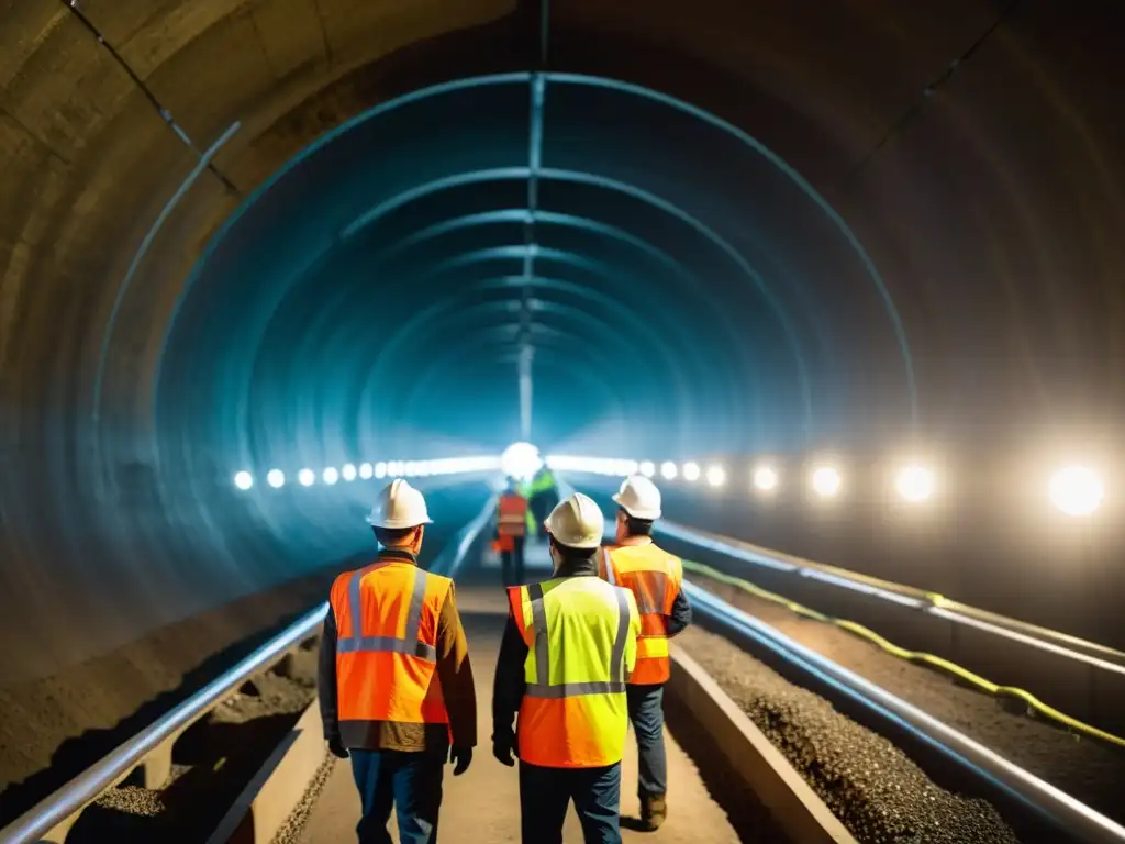 Un equipo de trabajadores en un túnel, transfiriendo imágenes para monitorear su condición