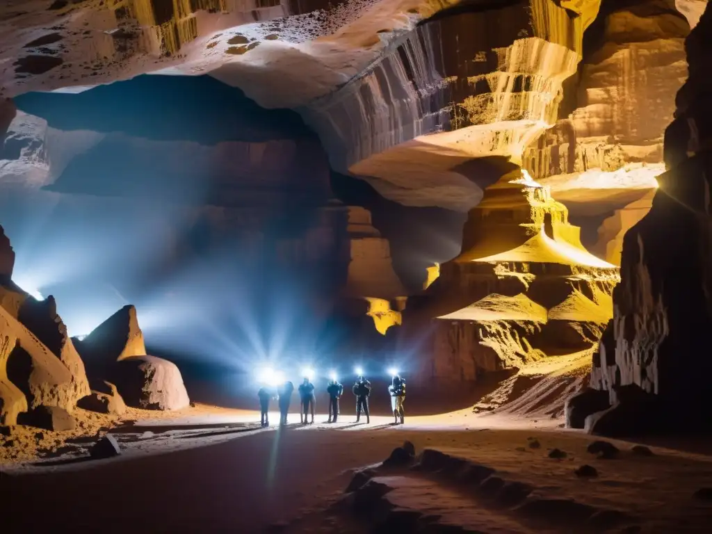 Un espectáculo impresionante: drones iluminando cavernas subterráneas con luces LED, revelando formaciones rocosas