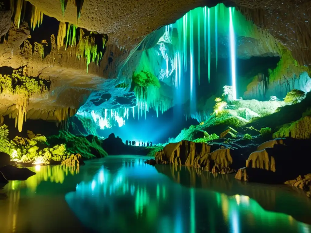 Espeleología en Cuevas de Waitomo: Experiencia mágica con gusanos brillantes en un escenario subterráneo único y fascinante