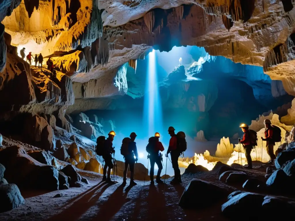 Espeleólogos explorando maravillas en el mundo subterráneo