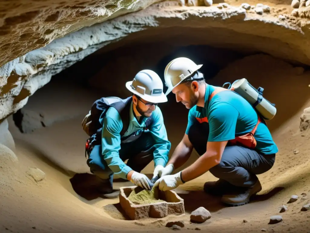 Expertos en conservación planificando proyectos de conservación subterránea con tecnología avanzada y técnicas tradicionales