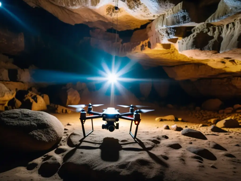 Exploración de antiguos túneles con tecnología de drones revelando misterios en Cueva de los Tayos