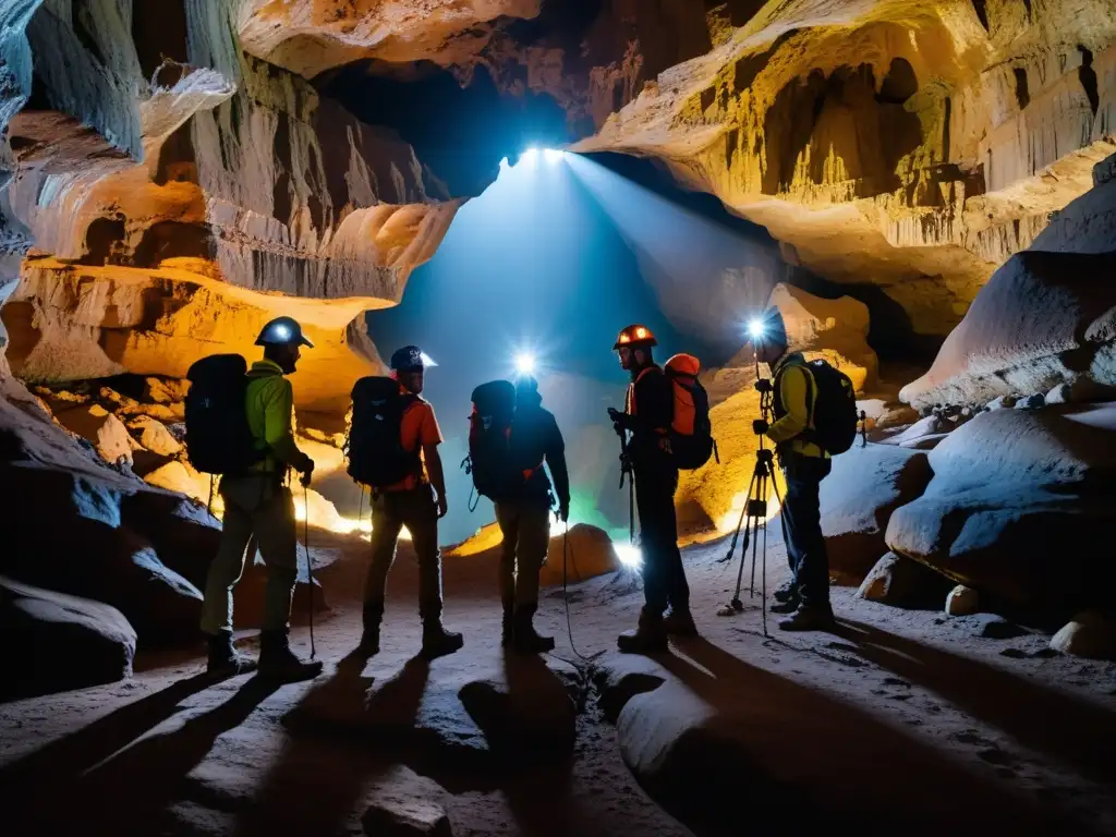 Exploración de cuevas con cámaras de alto rendimiento para espeleología