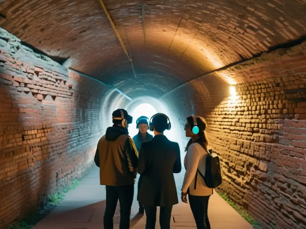 Exploración de túnel histórico con realidad aumentada, fusionando pasado y tecnología