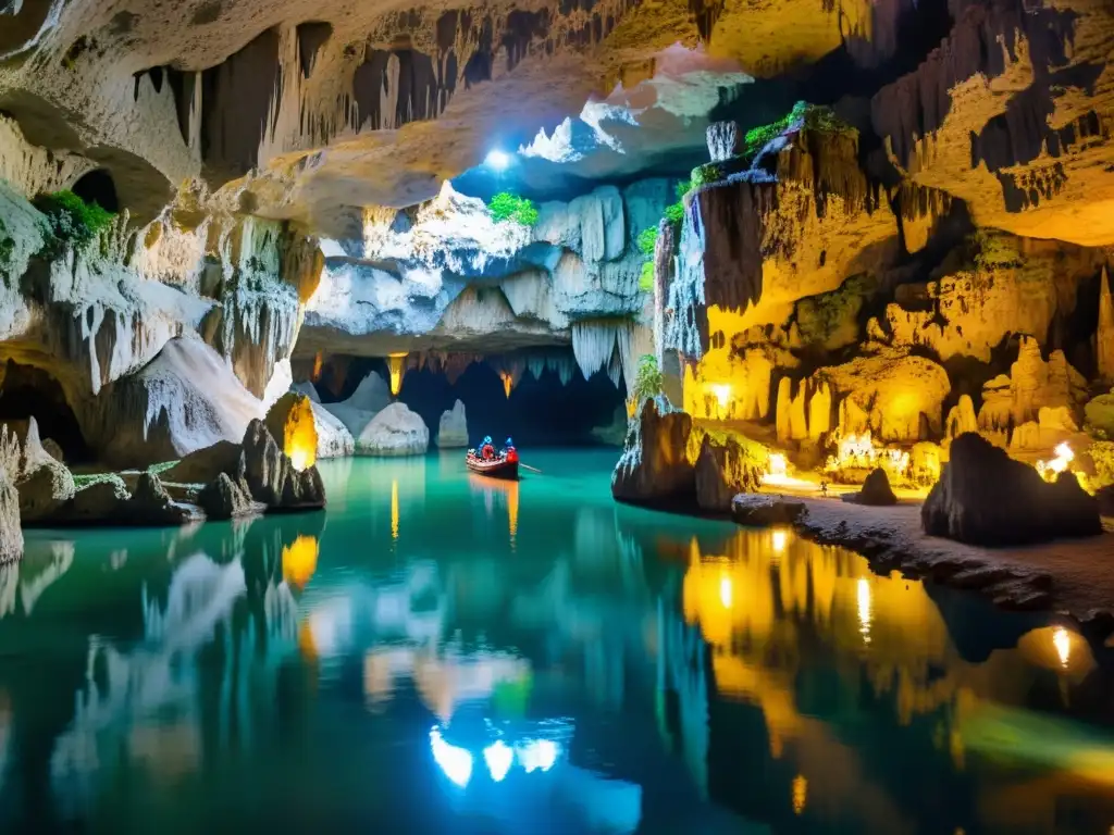 Exploración de las impresionantes grutas subterráneas Skocjan con formaciones rocosas espectaculares y agua cristalina en una atmósfera mágica