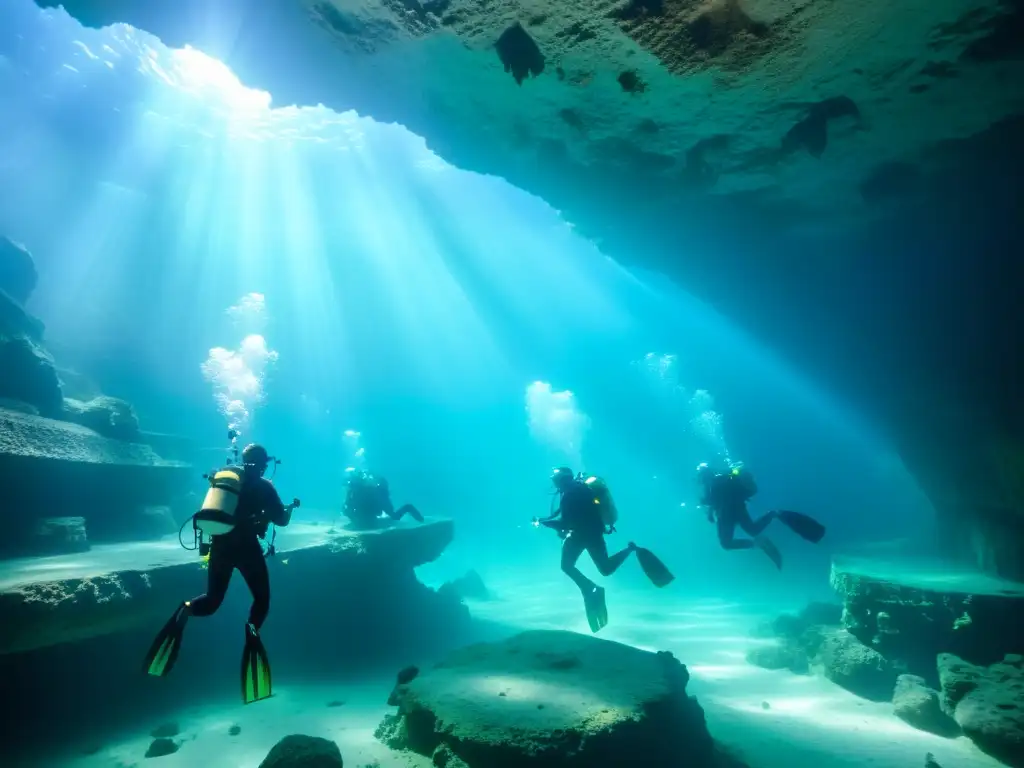 Exploración subacuática en el Gran Acuífero Maya: equipo de buceadores descubre antiguos tesoros mayas bajo el agua cristalina