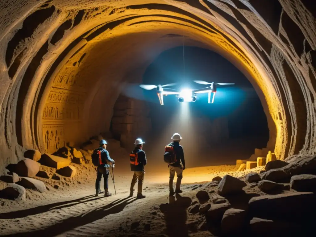 Exploración de túneles históricos con drones que iluminan antiguas civilizaciones