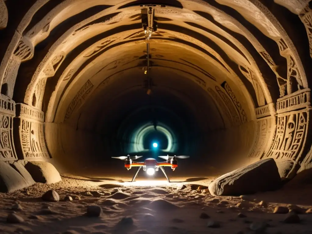 Exploración de túneles históricos mediante drones: una maravilla subterránea iluminada por lámparas de aceite y adornada con antiguas inscripciones