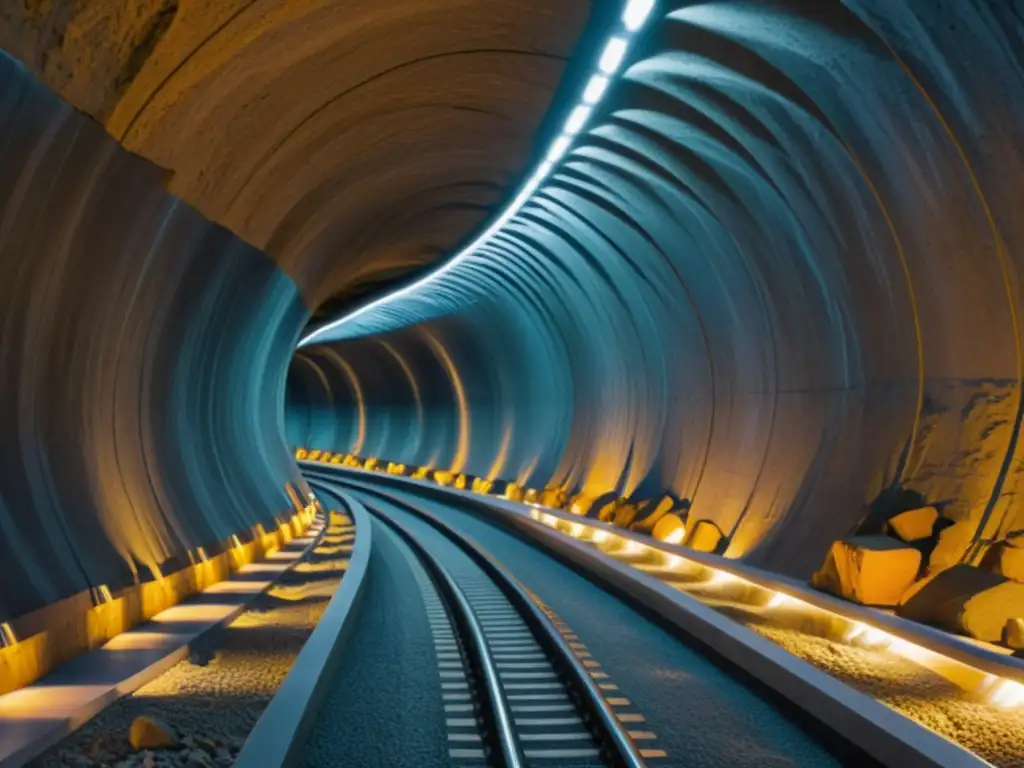 Exploración de túneles históricos en Noruega: impresionante red subterránea y rocas iluminadas en el interior del túnel Laerdal