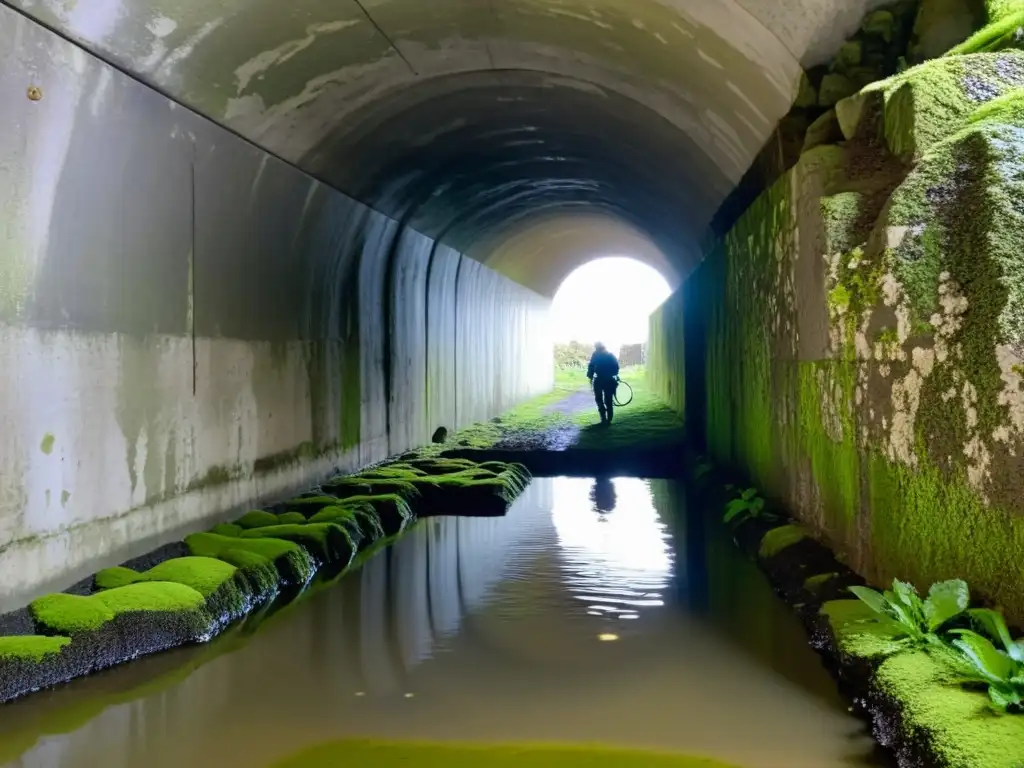 Exploración de túneles históricos con presencia de agua y equipo de control de inundaciones