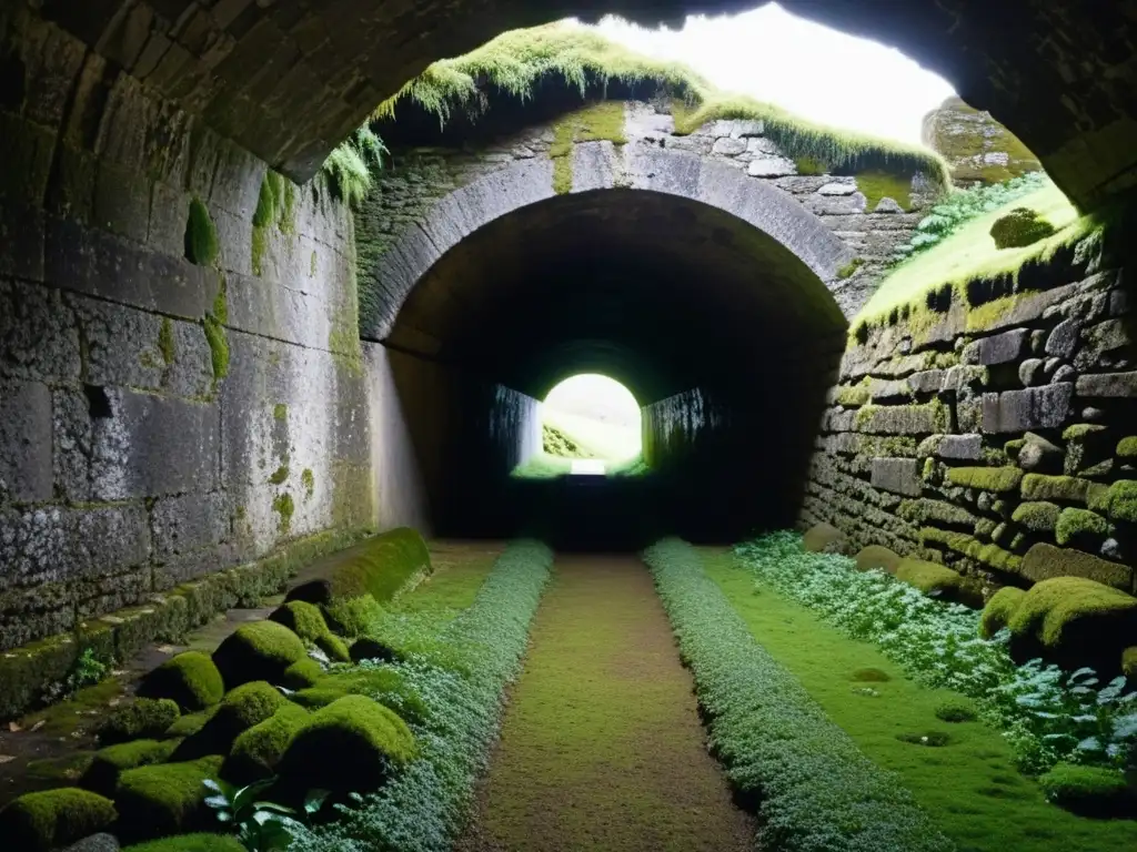 Explorador contempla el encanto psicológico de túneles históricos subterráneos, envuelto en misterio y fascinación