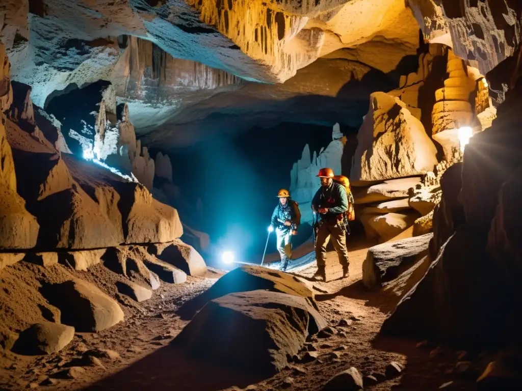 Exploradores descubren artefactos en una caverna histórica, iluminando la belleza misteriosa del mundo subterráneo