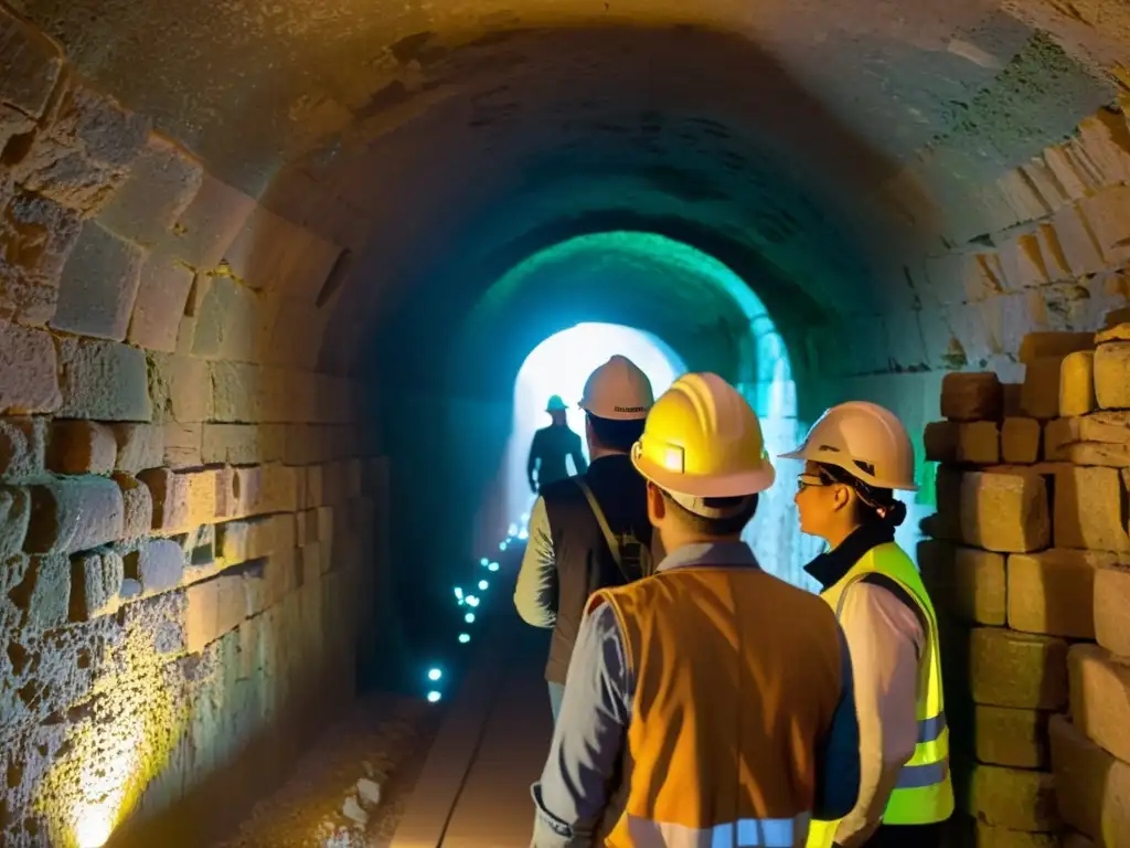 Exploradores con cascos y tablets iluminan túnel histórico con Apps de RA para túneles históricos