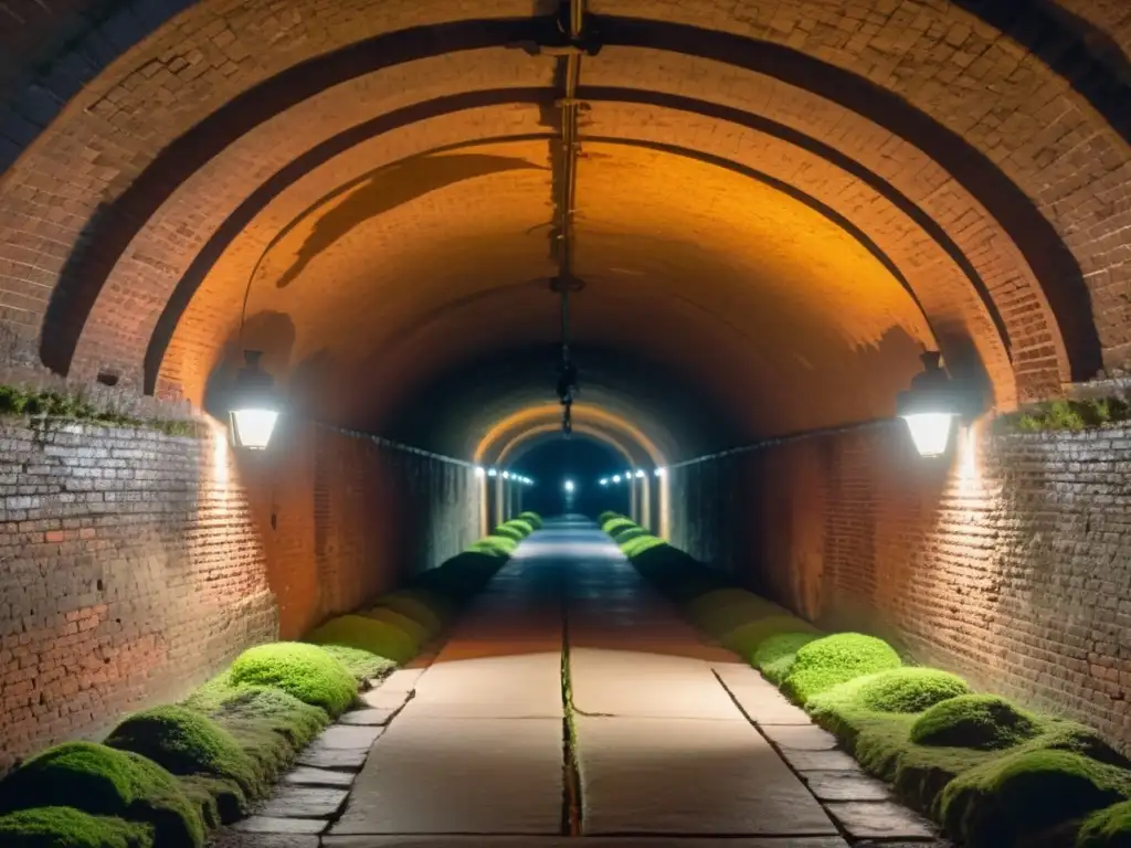 Exploradores con linternas en túnel subterráneo misterioso