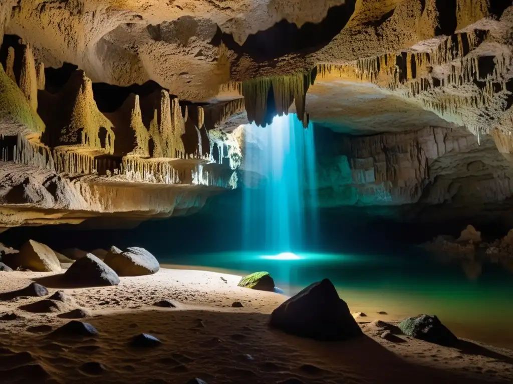 Exploradores descubriendo maravillas en caverna subterránea, preservación histórica de turismo subterráneo