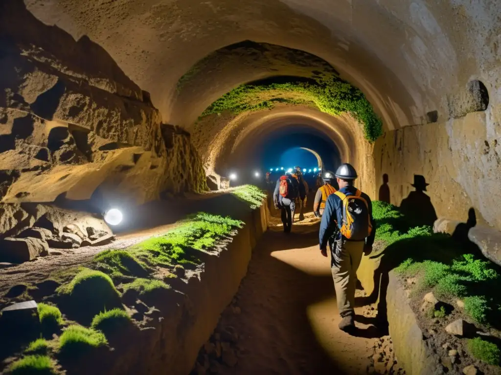 Exploradores adentrandose en las misteriosas galerías subterráneas de la fortaleza Ehrenbreitstein